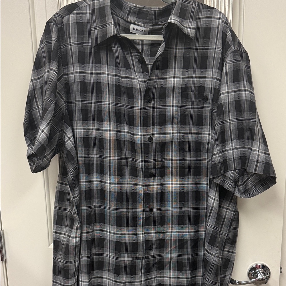 Haggar Men's Plaid Button Down Shirt